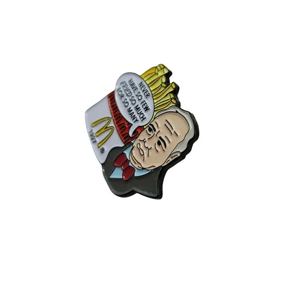 McDonalds European Winston Churchill Enamel Pin Never Have So Few 1997 RARE *2 - Picture 2 of 4
